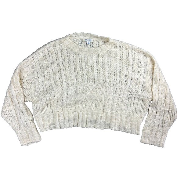 She + Sky Womens Open Knit Ivory White Sweater Womens Large - Picture 1 of 6